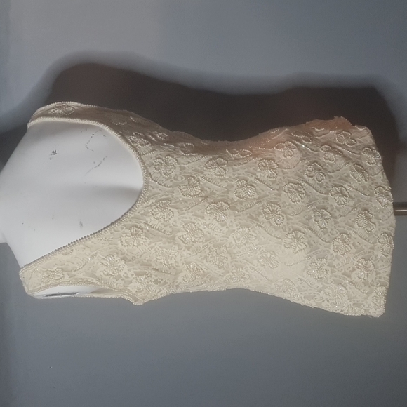Vintage Pearl cream beaded top vintage size Large - Picture 7 of 10